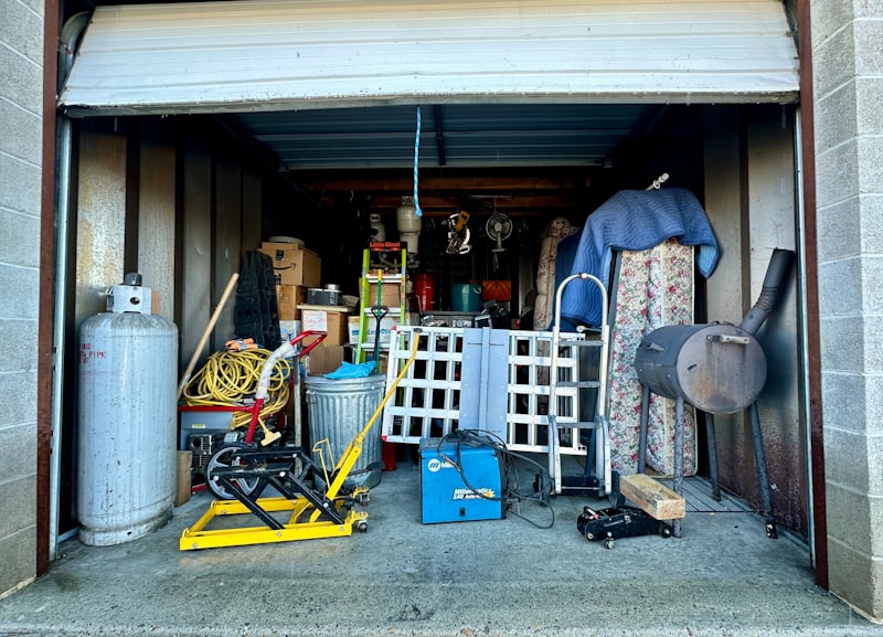 Packed garage full of items before a cleanout